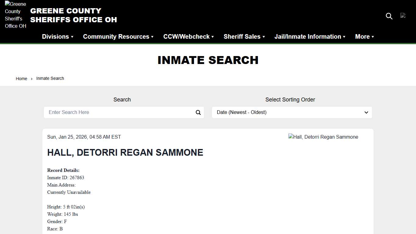 Inmate Search Greene County Sheriff's Office OH